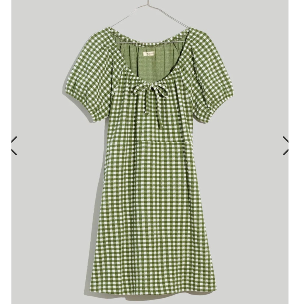 Madewell Jacquard Puff-Sleeve Mini Dress in Gingham Check - TAG ON